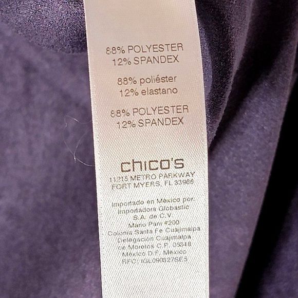 Chicos Reza Faux Suede Blouse Velour Button Top Purple L Eggplant Purpleology - Picture 11 of 15